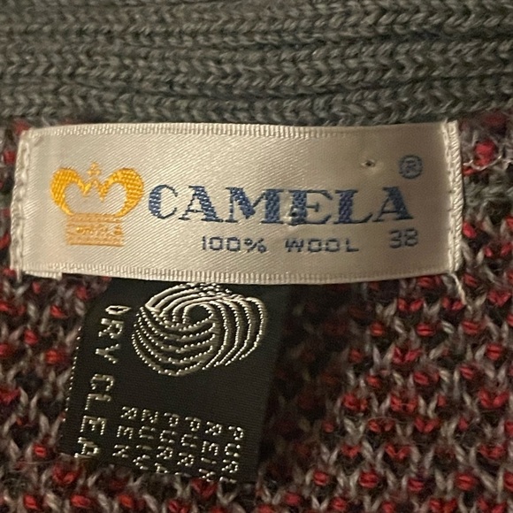 Vintage Camela 100% Wool Open Front Abstract Design Cardigan Sweater Siz… - Picture 9 of 13
